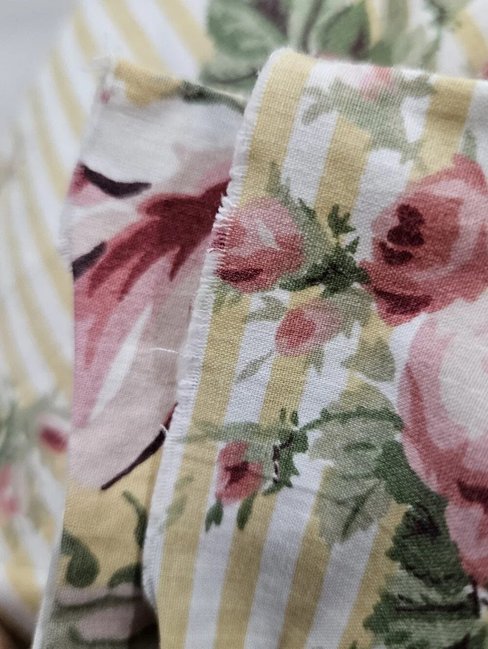 Ralph Lauren Sophie Brooke Yellow Floral & Stripe 2 Valances & 4 Curtain Panels